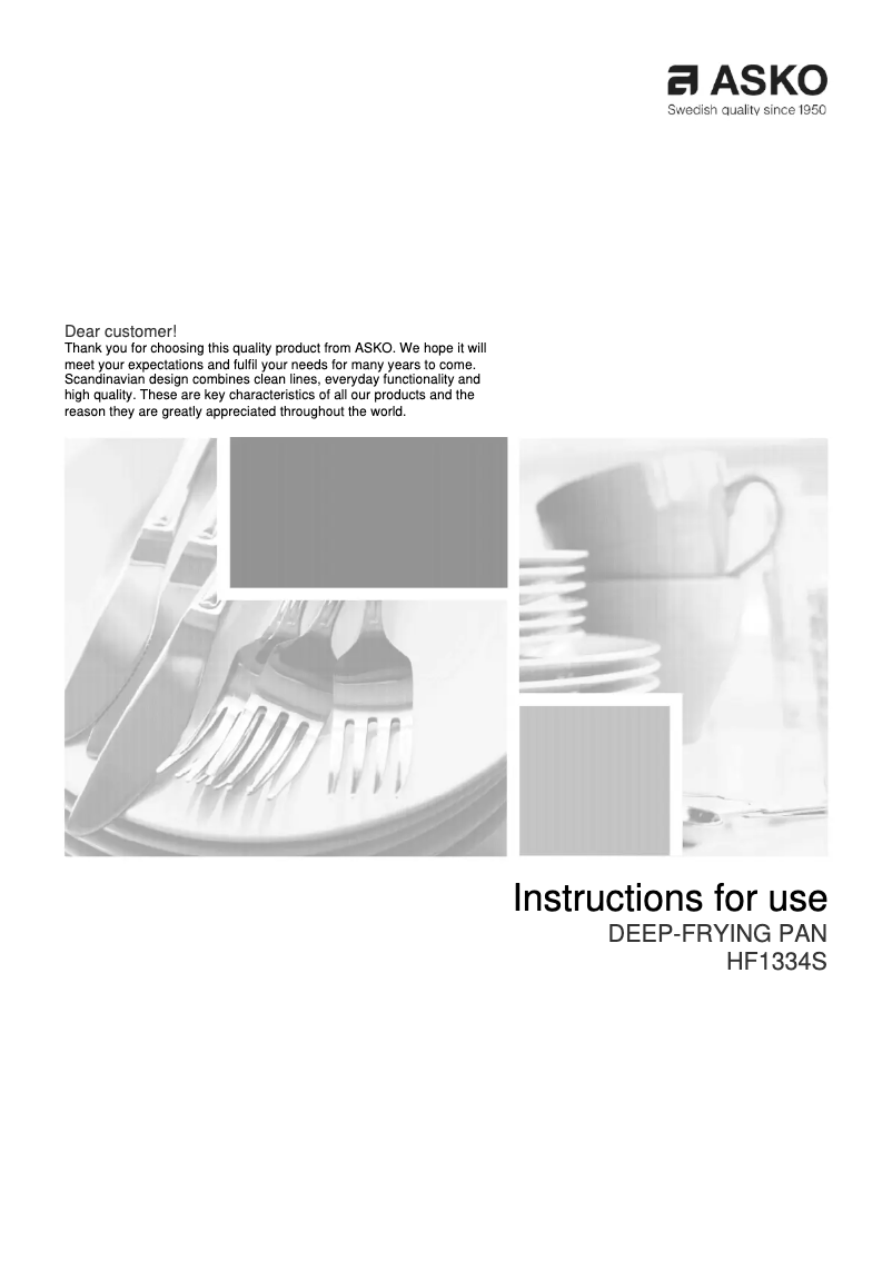 Página nº 1 - Manual de usuario Asko HF1334S