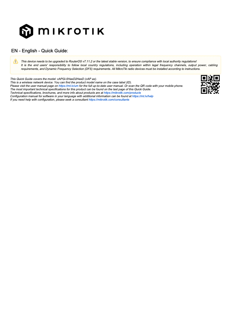 Imagen de la primera página del manual del dispositivo cAP ax