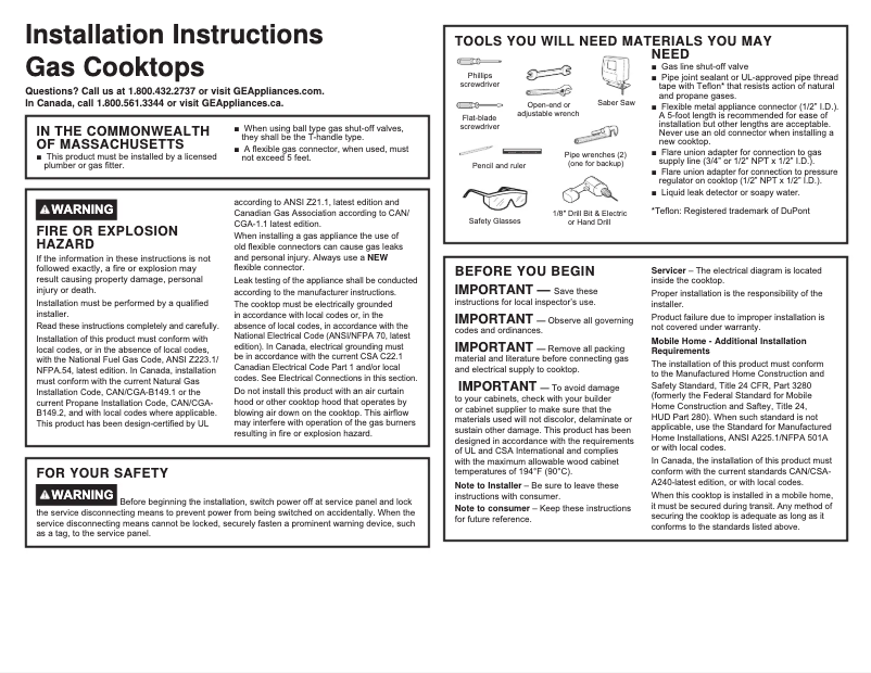 Imagen de la primera página del manual del dispositivo Profile PGP6030STSS