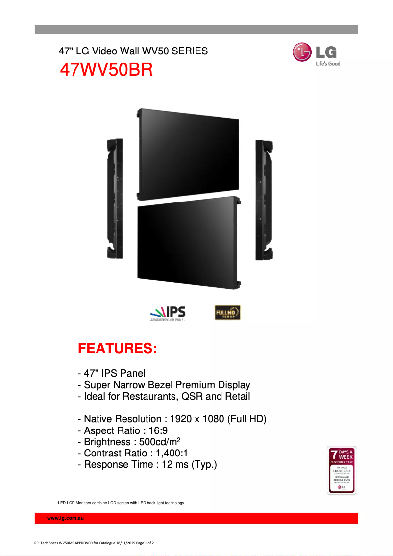 Página nº 1 - Ficha técnica LG 47WV50BR