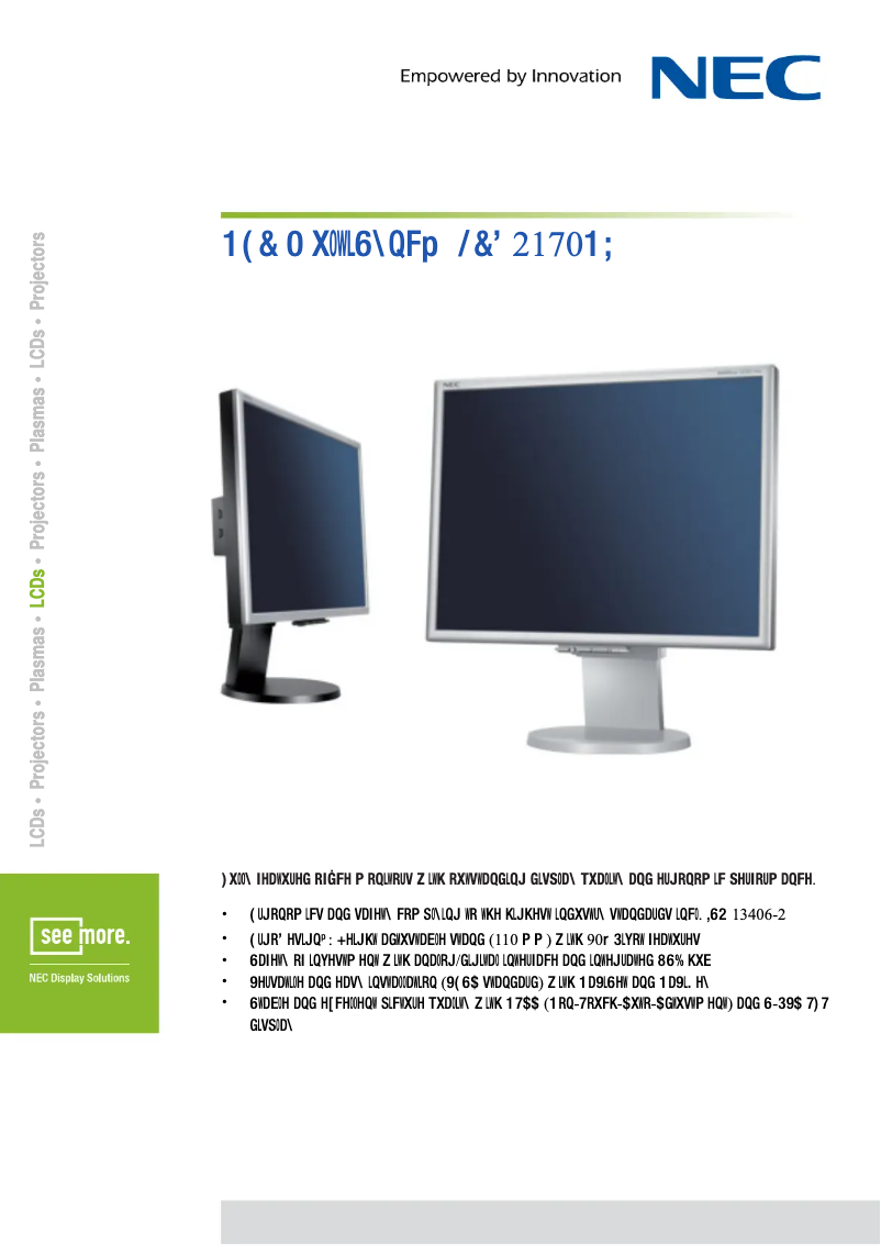 Imagen de la primera página del manual del dispositivo MultiSync LCD2170NX