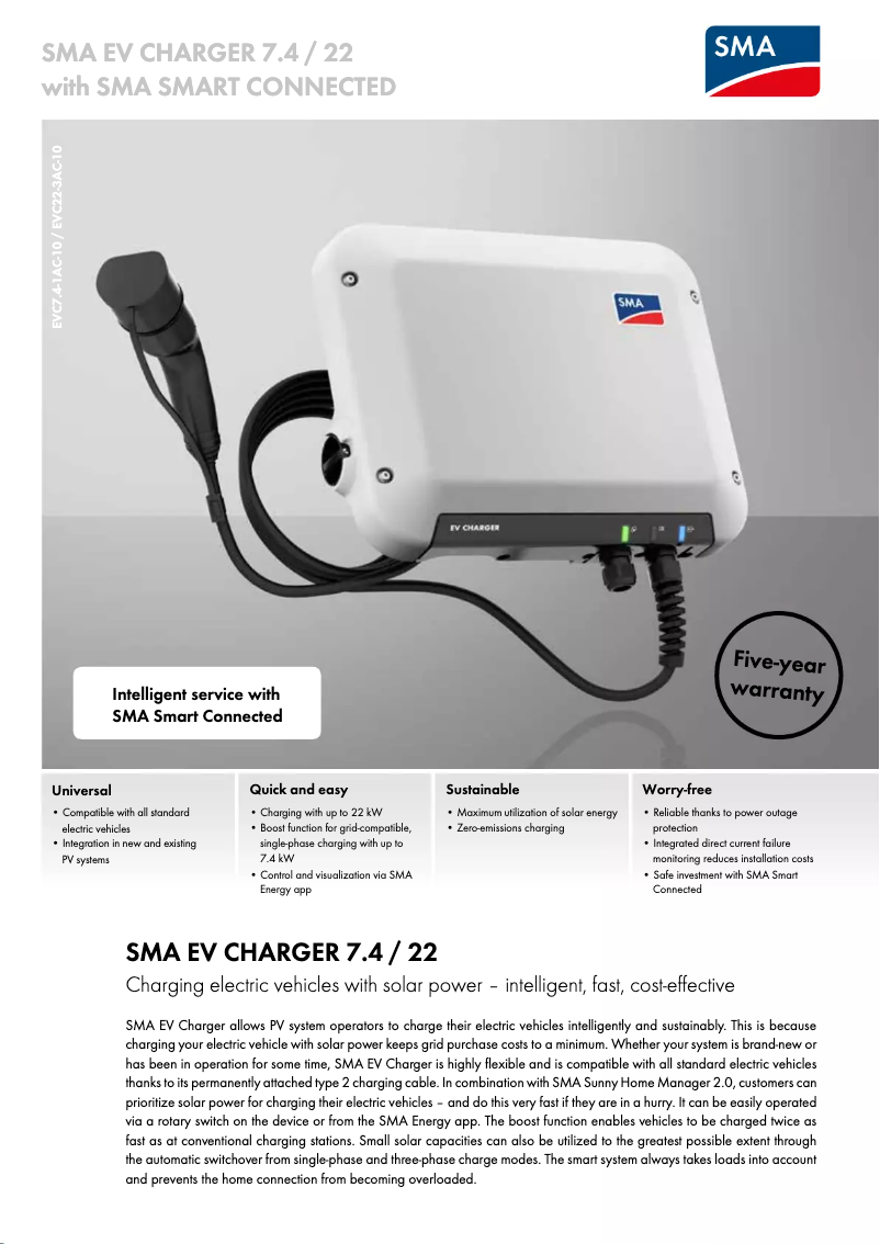 Imagen de la primera página del manual del dispositivo 1PH EV Charger 7.4