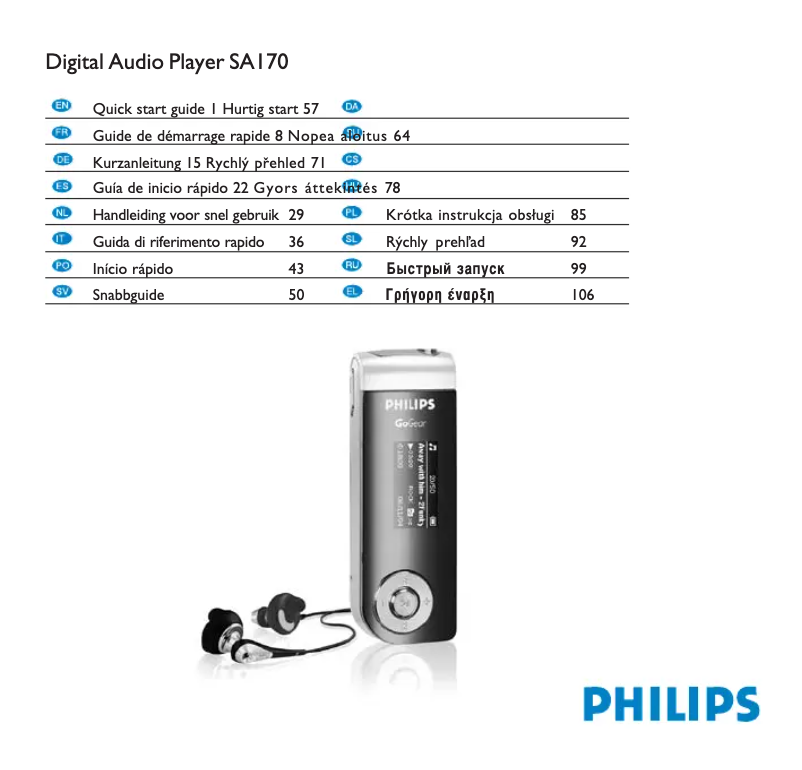 Imagen de la primera página del manual del dispositivo GoGear SA170