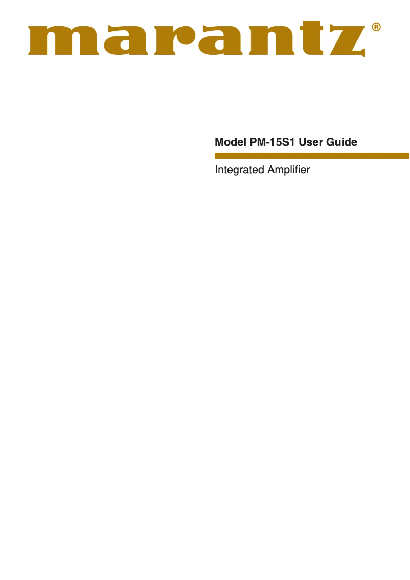 Página nº 1 - Manual de usuario Marantz PM-15S1