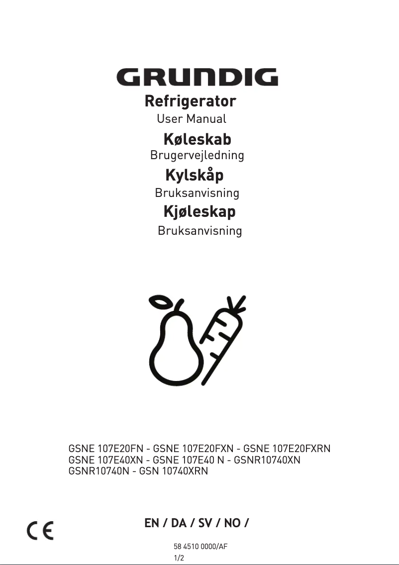 Página 1 del manual Manual de usuario Grundig GSNE 107E40 XN