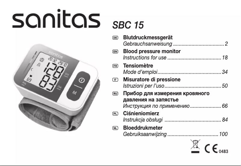 Página nº 1 - Manual de usuario Sanitas SBC 15