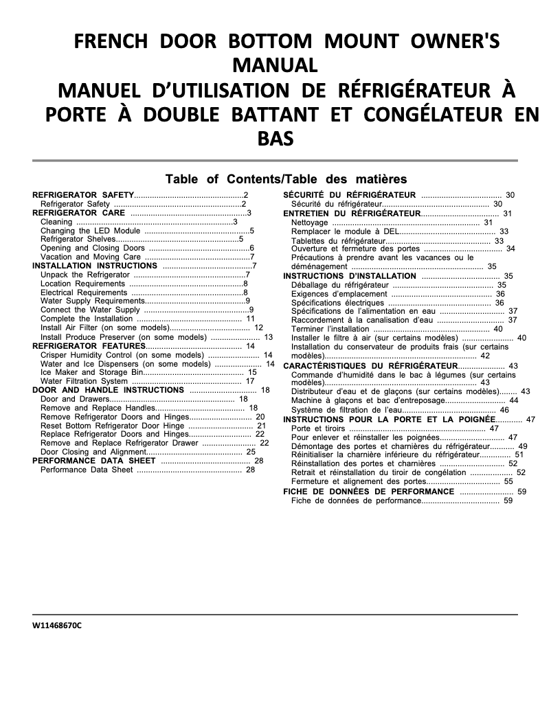 Página 1 del manual Guía de instalación Whirlpool WRF535SWH