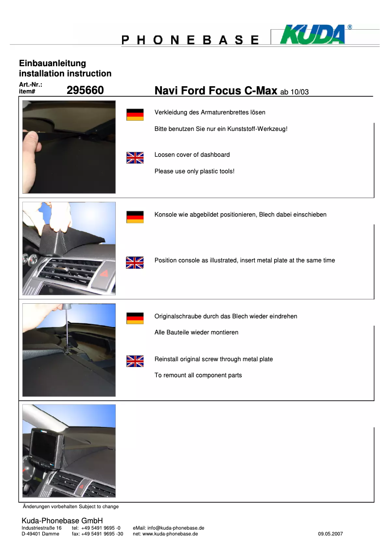 Imagen de la primera página del manual del dispositivo 295665