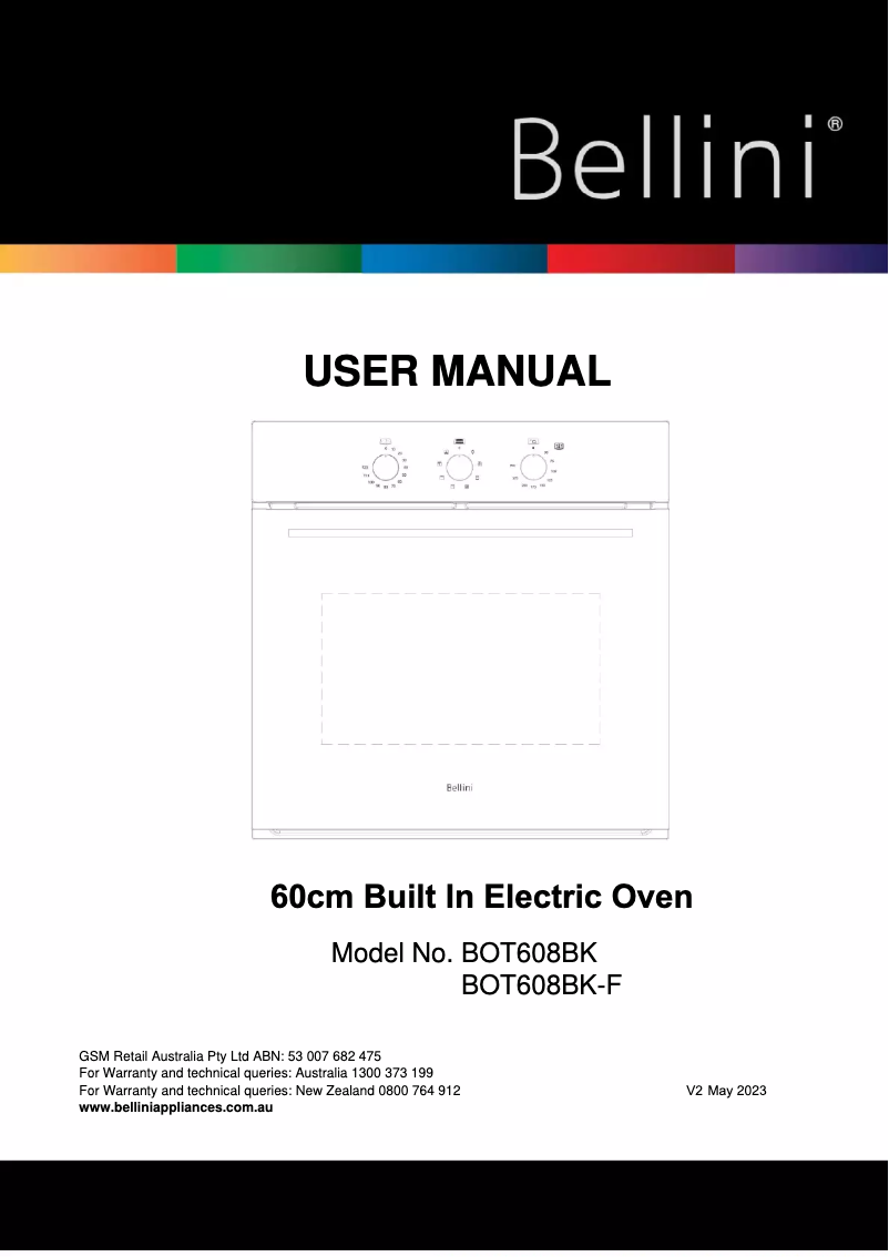 Página 1 del manual Manual de usuario Bellini BOT608BK