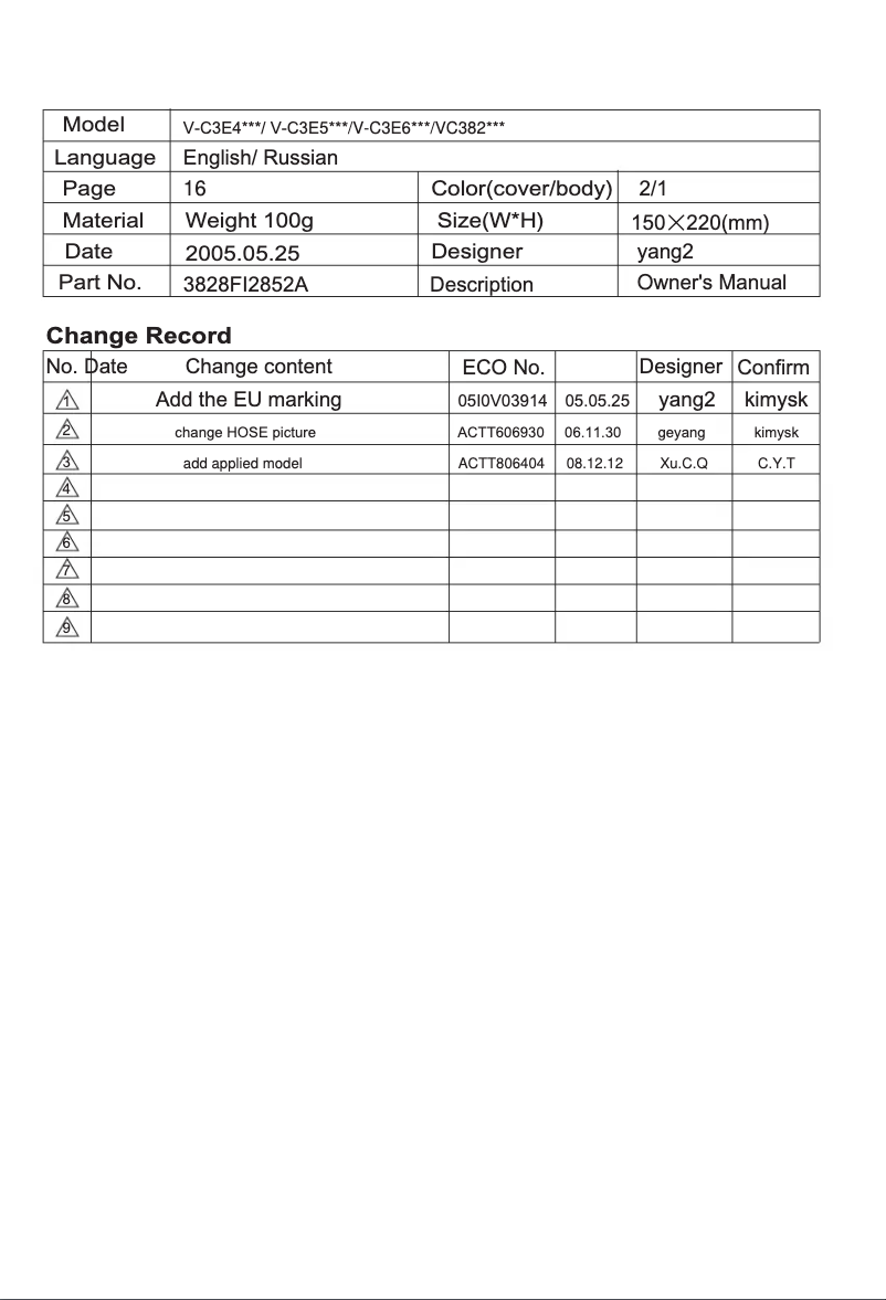 Imagen de la primera página del manual del dispositivo VC38251N