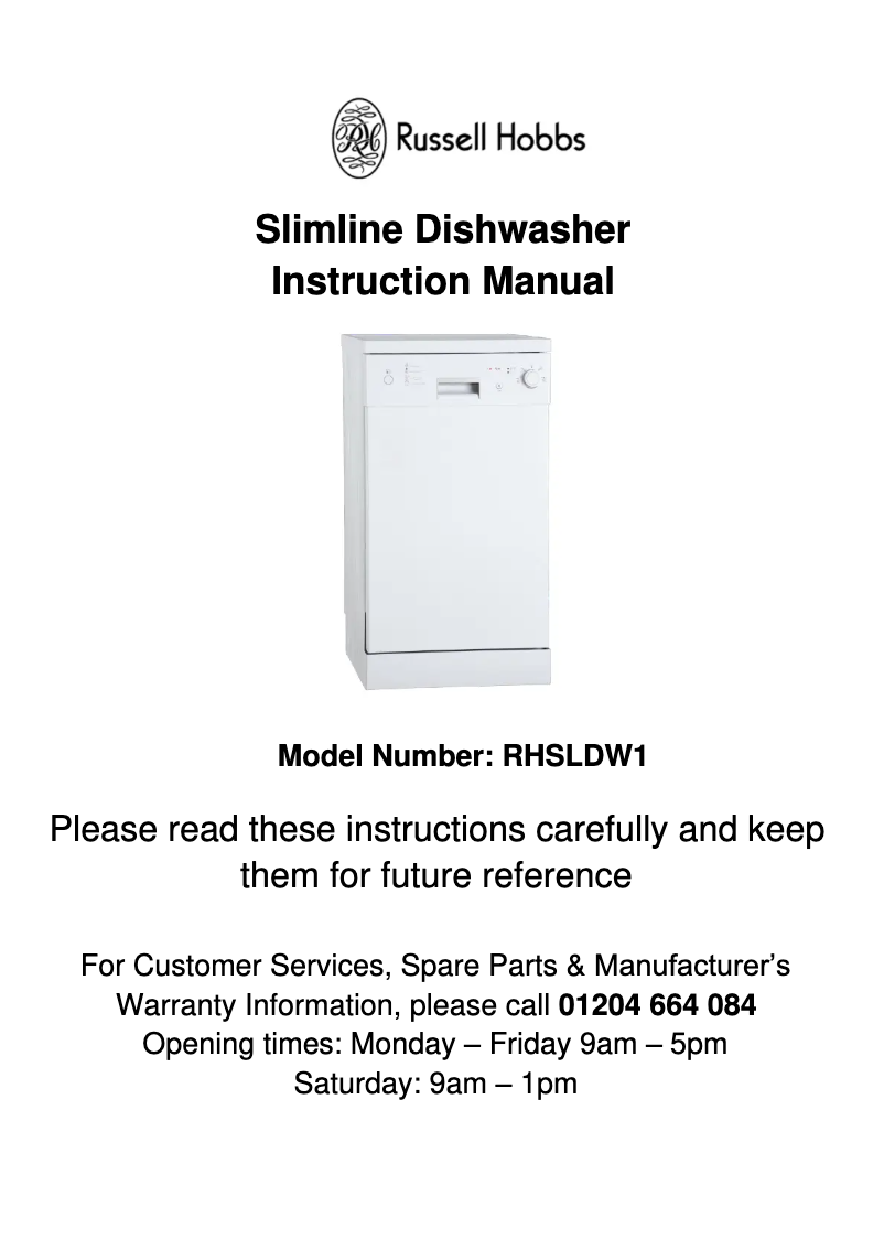 Página 1 del manual Manual de usuario Russell Hobbs RHSLDW1SW