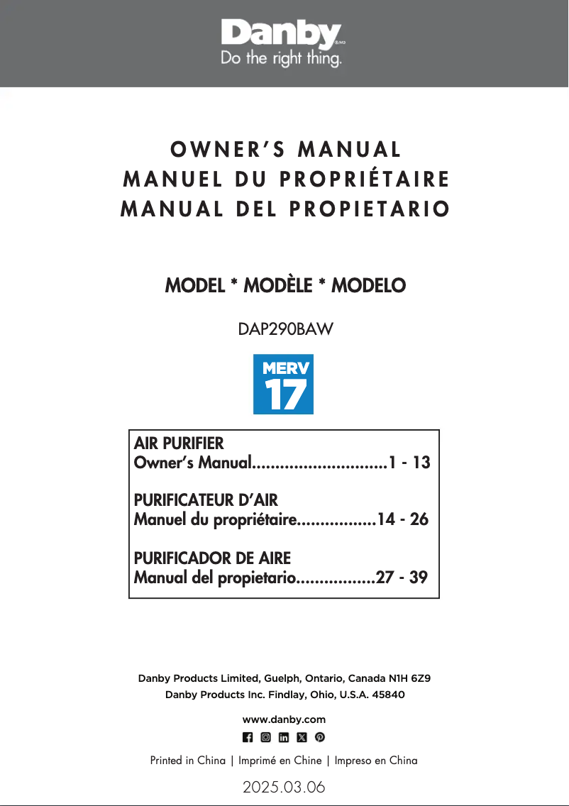 Imagen de la primera página del manual del dispositivo DAP290BAW