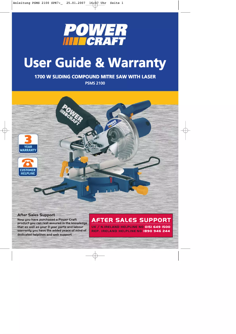 Imagen de la primera página del manual del dispositivo PSMS 2100