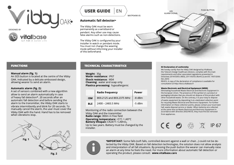 Imagen de la primera página del manual del dispositivo Vibby Oak