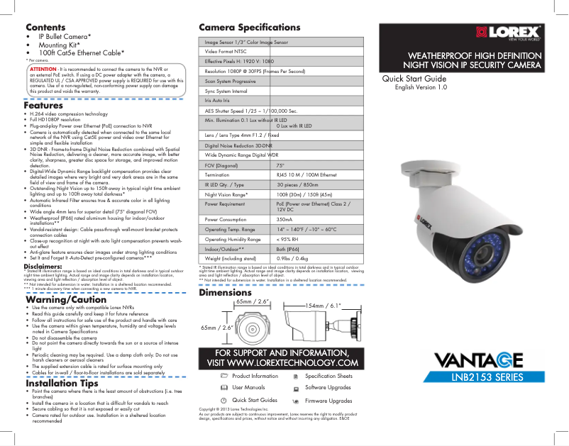 Página nº 1 - Manual de usuario Lorex Vantage LNB2153