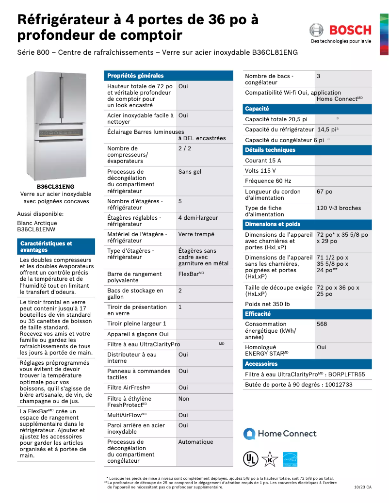 Página nº 1 - Ficha técnica Bosch B36CL81ENG