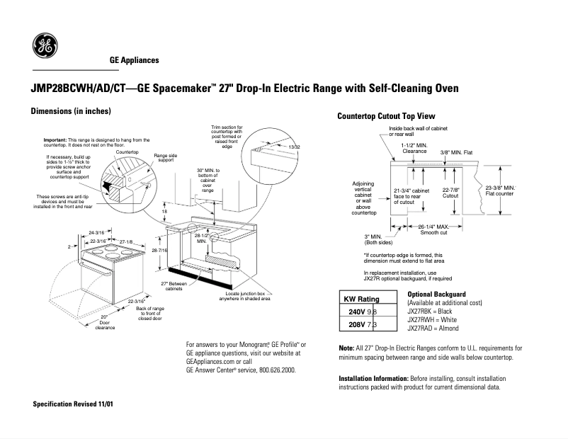 Imagen de la primera página del manual del dispositivo JMP28BCWH