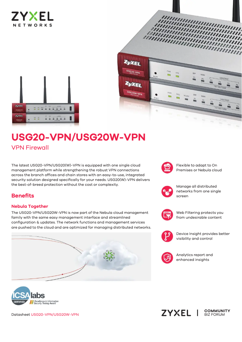 Imagen de la primera página del manual del dispositivo USG20W-VPN