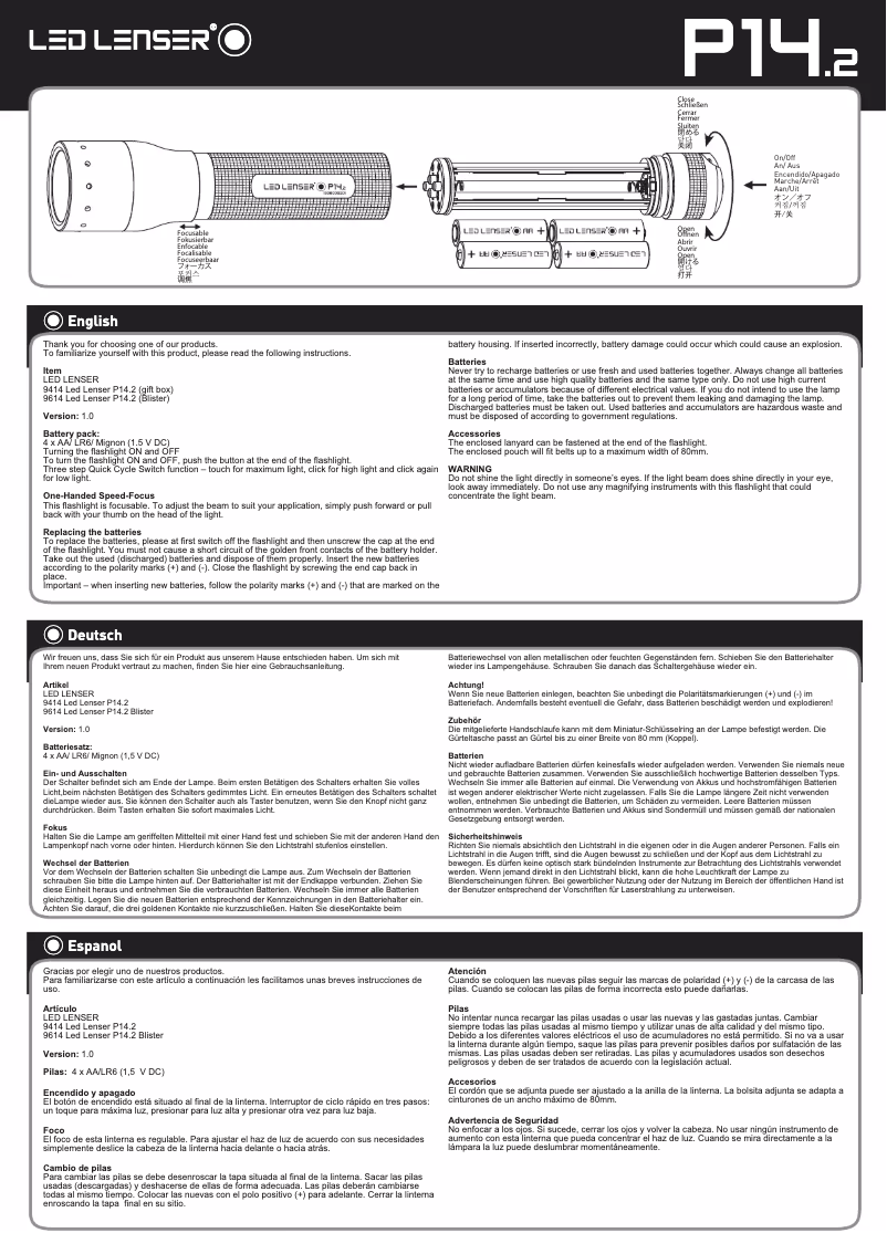 Imagen de la primera página del manual del dispositivo P14.2
