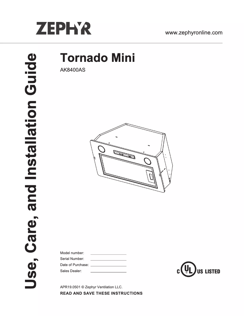 Página 1 del manual Manual de usuario Zephyr Tornado Mini AK8400AS