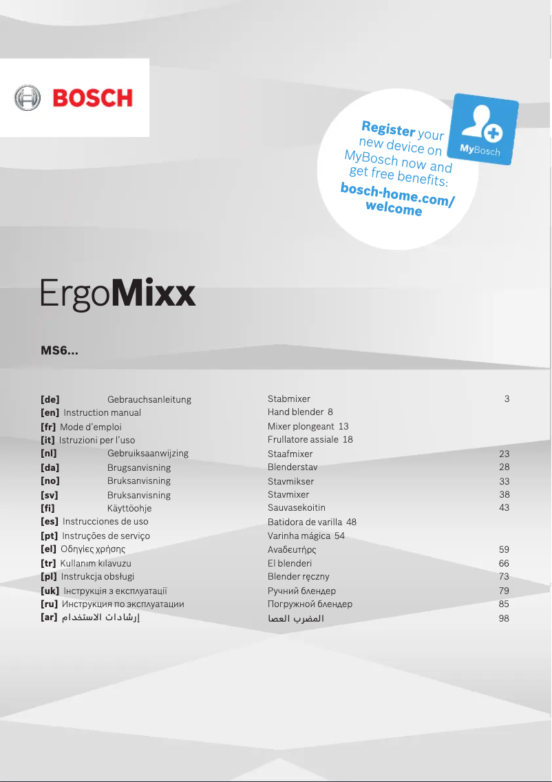 Página nº 1 - Manual de usuario Bosch ErgoMixx MS6CB6110