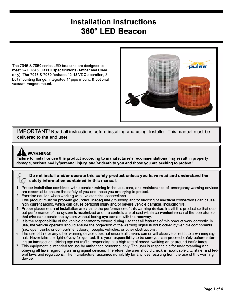 Imagen de la primera página del manual del dispositivo X7950