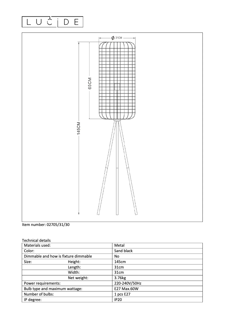 Página nº 1 - Manual de usuario Lucide Esmee 02705/31/30
