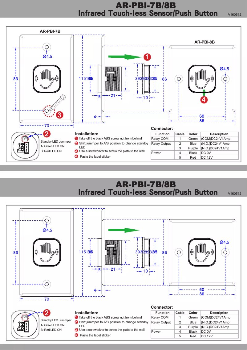 Imagen de la primera página del manual del dispositivo AR-PBI-7B-GR-NN