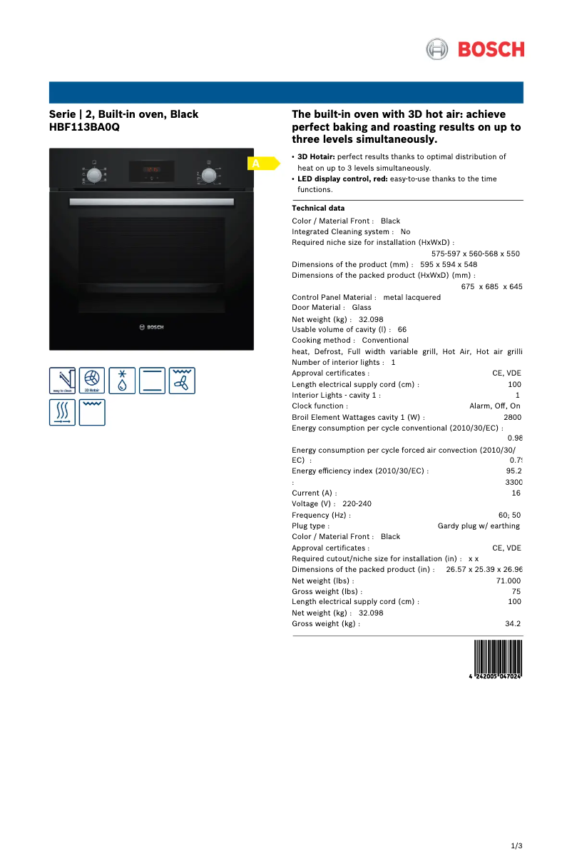 Imagen de la primera página del manual del dispositivo HBF113BA0Q