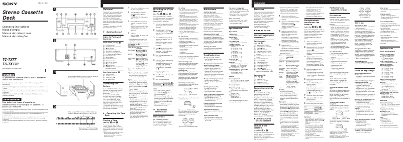 Página 1 del manual Manual de usuario Sony TC-TX770