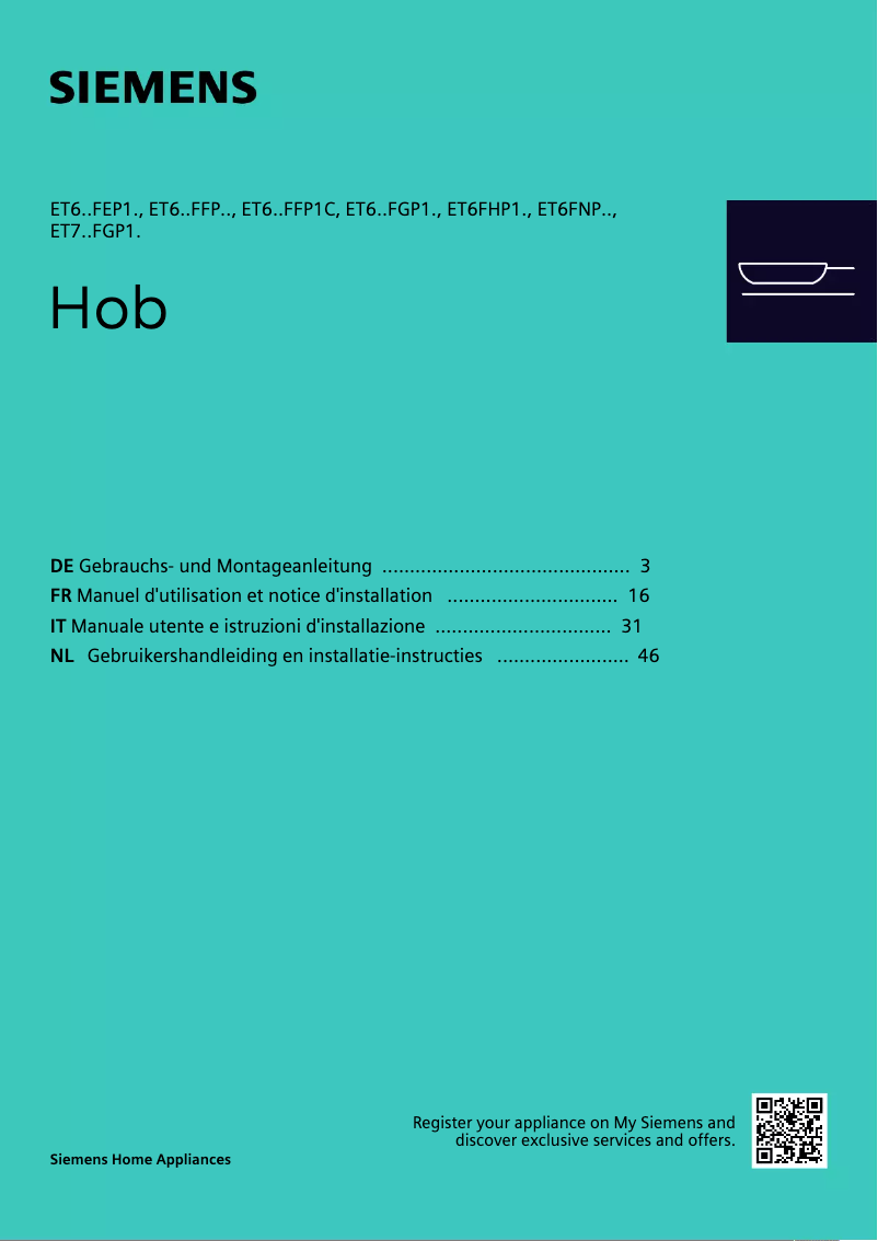 Página 1 del manual Manual de usuario Siemens ET631FFP8E