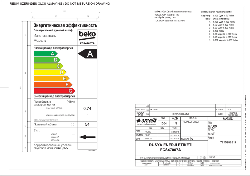 Página 1 del manual Etiqueta energética Beko FCS47007A