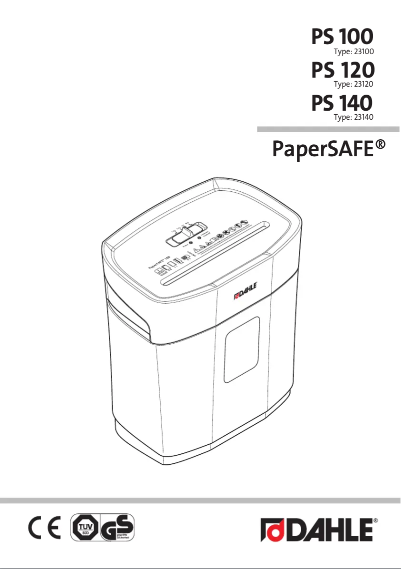 Imagen de la primera página del manual del dispositivo PaperSAFE PS 140