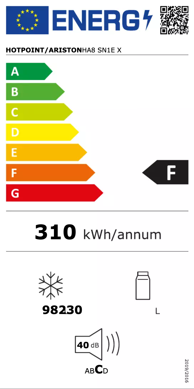 Página 1 del manual Etiqueta energética Hotpoint HA8 SN1E X
