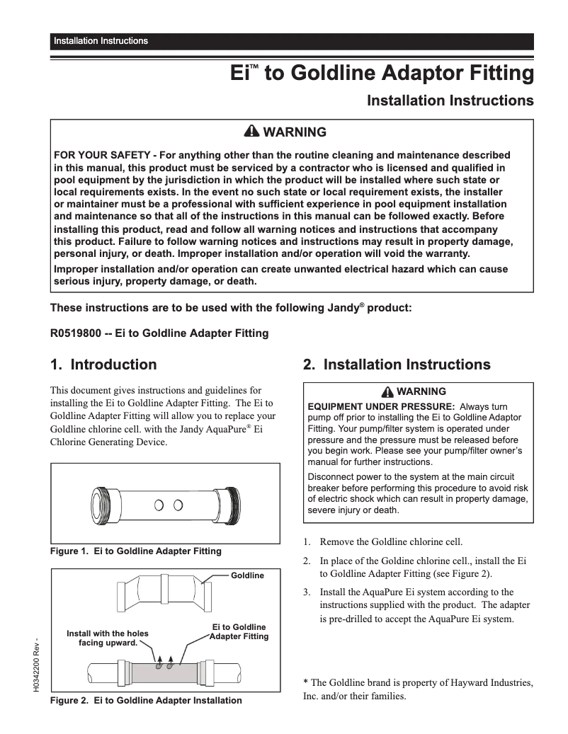 Imagen de la primera página del manual del dispositivo AquaPure Ei APURE35C