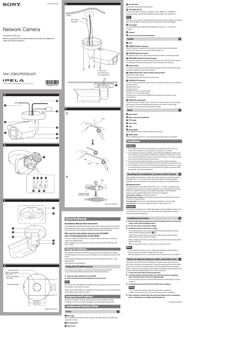 Imagen de la primera página del manual del dispositivo SNC-EB602R