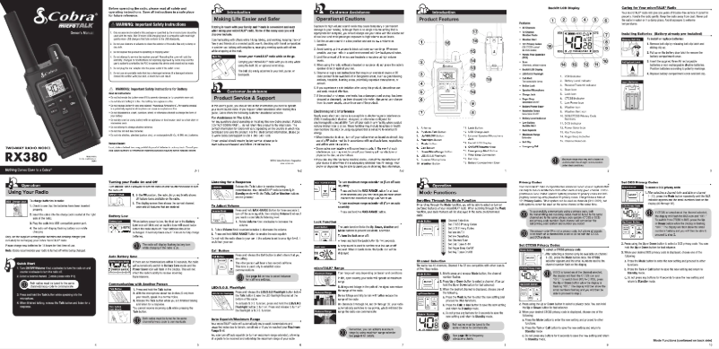 Imagen de la primera página del manual del dispositivo RX380