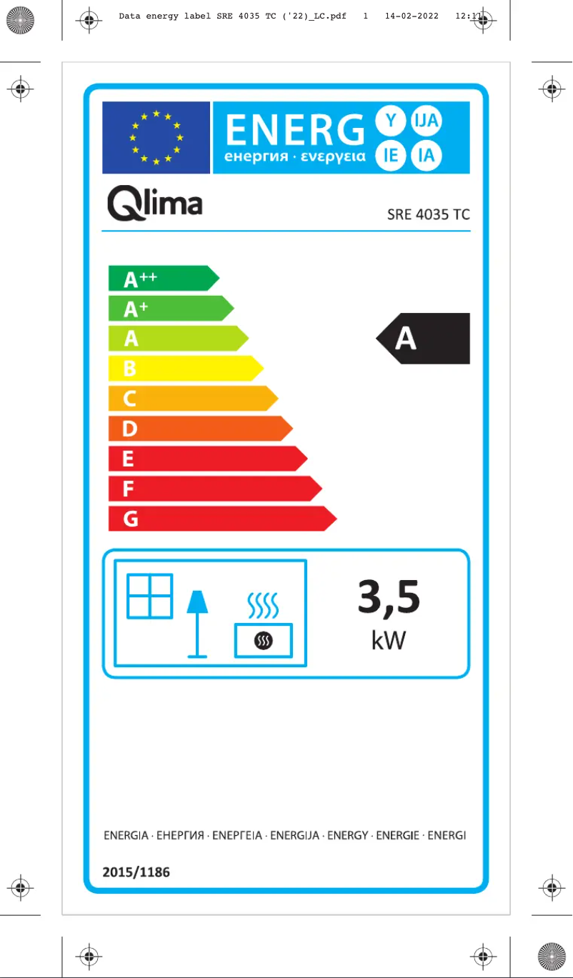 Página 1 del manual Etiqueta energética Qlima SRE 4035 TC