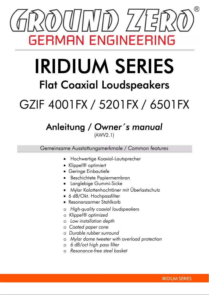 Imagen de la primera página del manual del dispositivo GZIF 6501FX