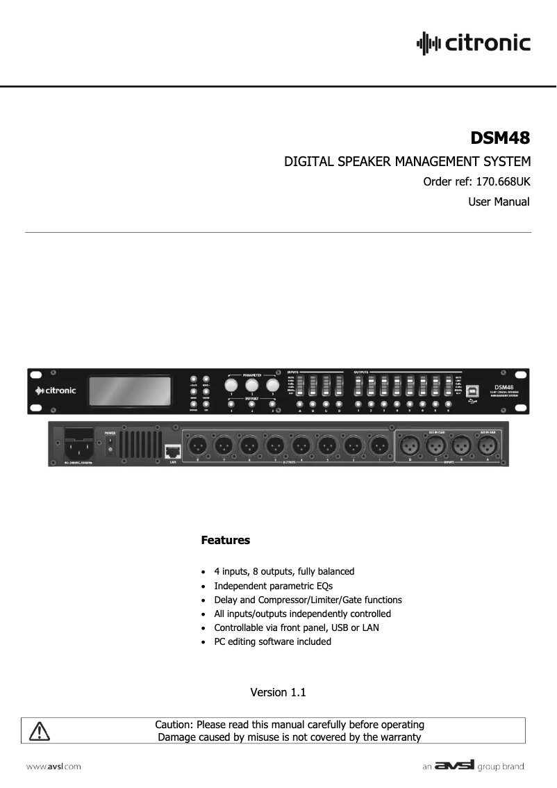 Página 1 del manual Manual de usuario Citronic DSM48