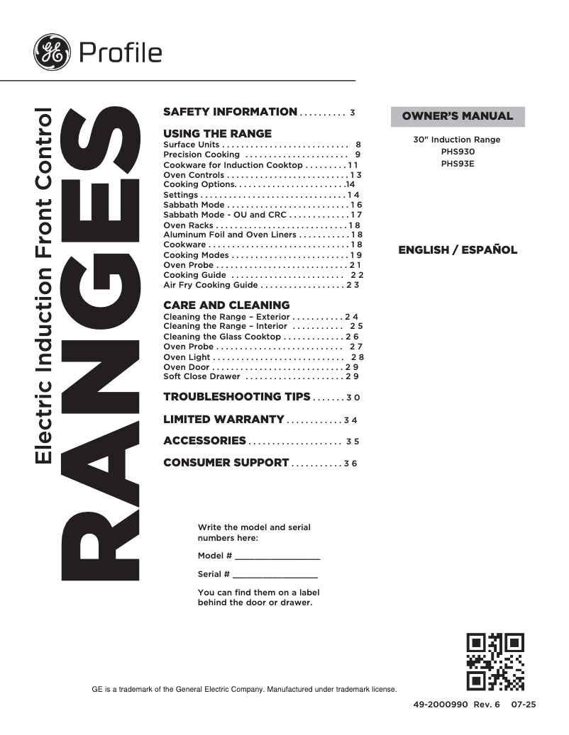 Imagen de la primera página del manual del dispositivo PHS930BLTS