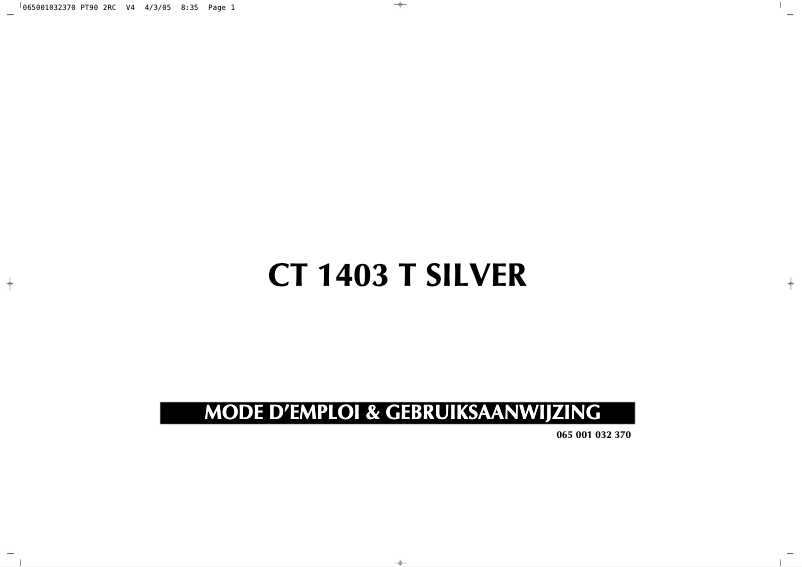Imagen de la primera página del manual del dispositivo CT1403T Silver