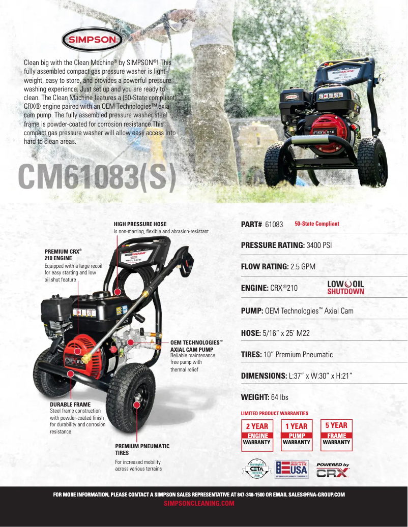 Página 1 del manual Ficha técnica Simpson CM61083-S