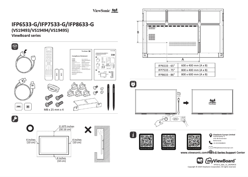 Imagen de la primera página del manual del dispositivo ViewBoard IFP7533-G