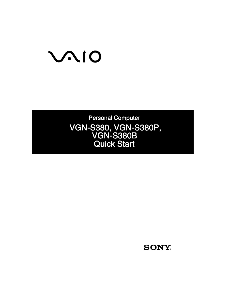 Página nº 1 - Guía de instalación Sony Vaio VGN-S380P24