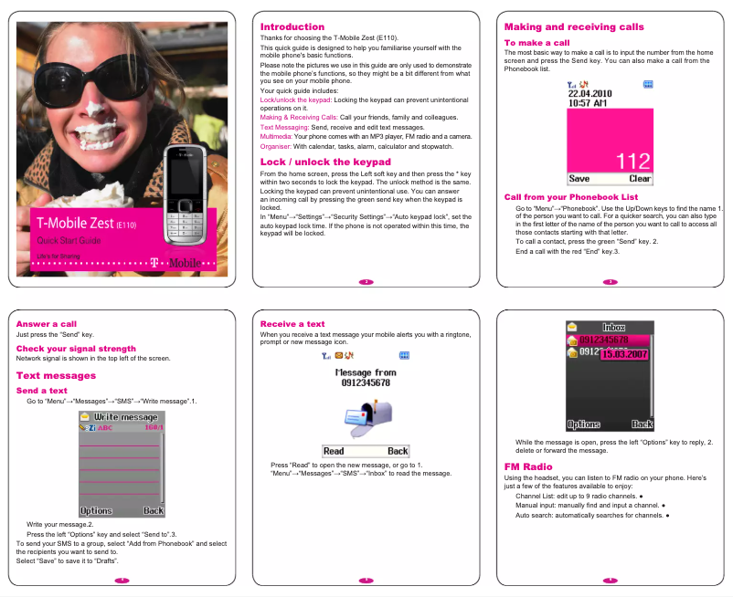 Imagen de la primera página del manual del dispositivo Zest