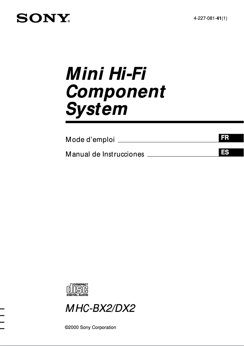 Página 1 del manual Manual de usuario Sony MHC-DX2