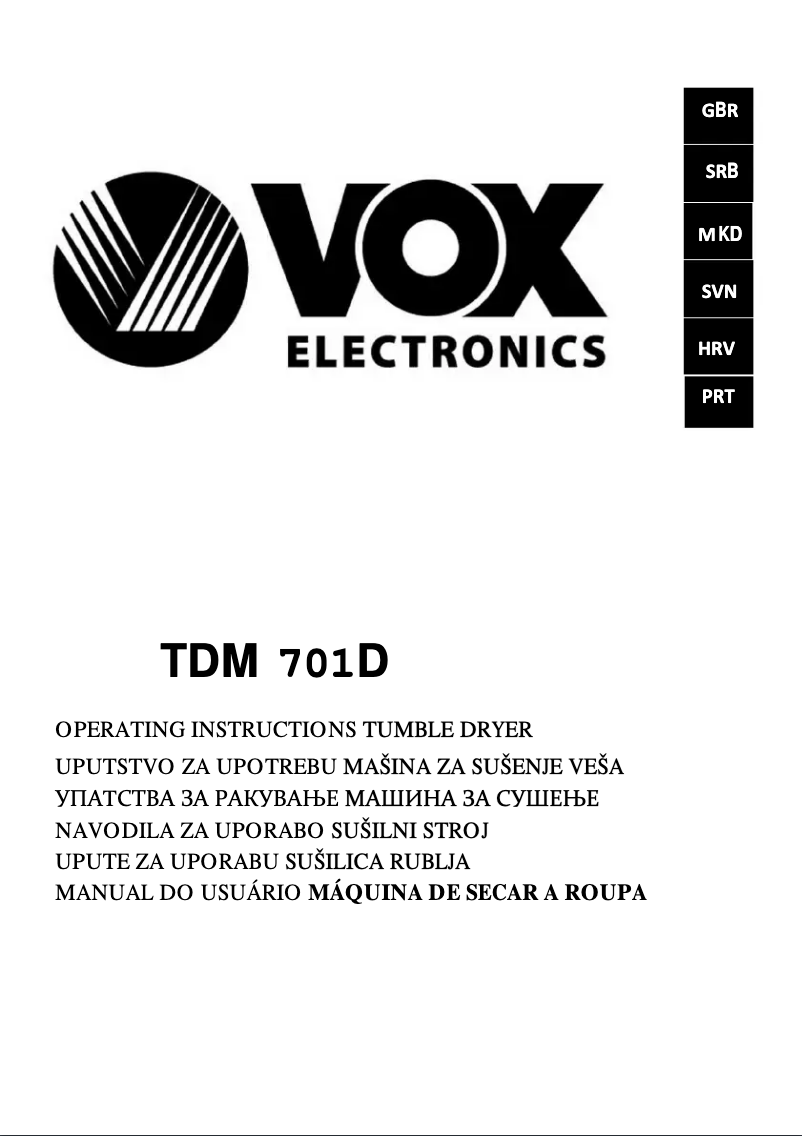 Página 1 del manual Manual de usuario VOX TDM701D