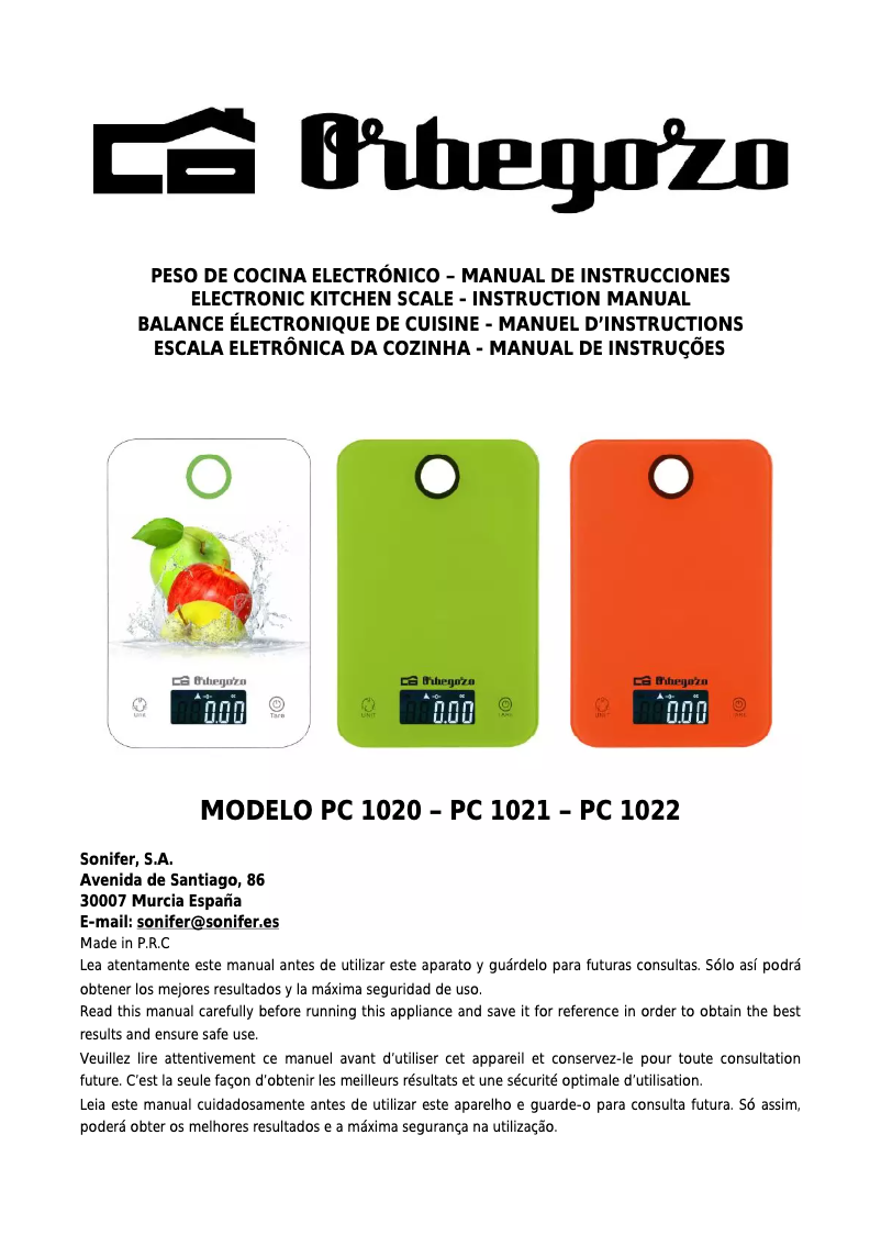 Página 1 del manual Manual de usuario Orbegozo PC 1022