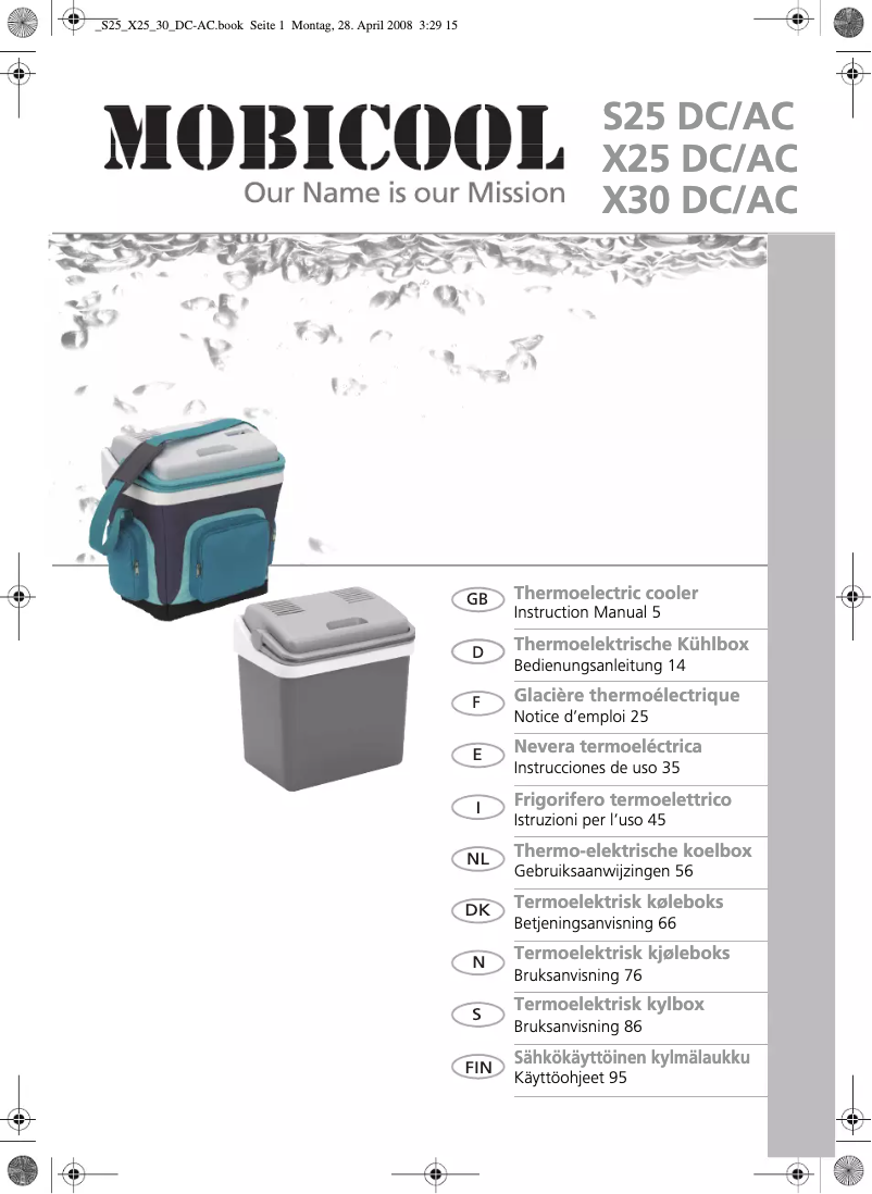 Imagen de la primera página del manual del dispositivo Mobicool X25DC